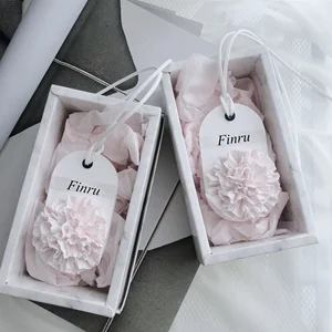 Image of Carnation Flower Shaped Hanging Car Decor Scented Ceramic Aroma Stone Diffuser Pendant