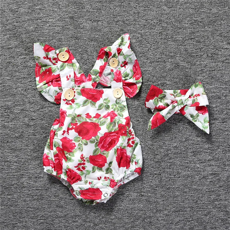 Girl Short Sleeve Bodysuit Soft 100% Cotton Baby Romper