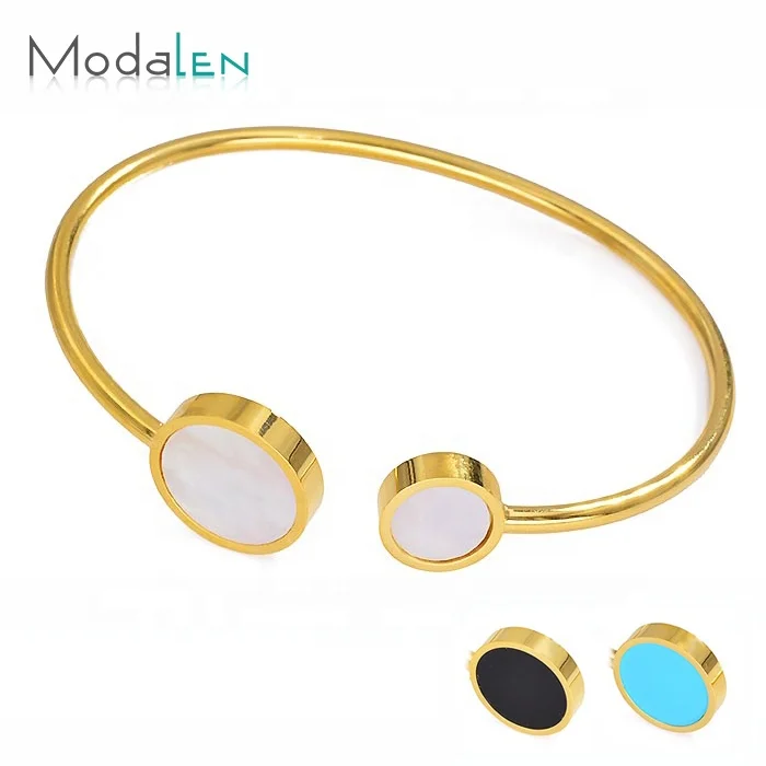 

Modalen Fashion Adjustable Stainless Steel Enamel Gold Bracelet Bangle