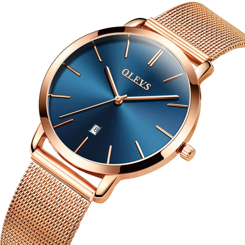 

OLEVS 5869 Ultra Thin Watches For Women Waterproof Quartz Wrist Watch Stainless Steel With Date Calendar Ladies Clock