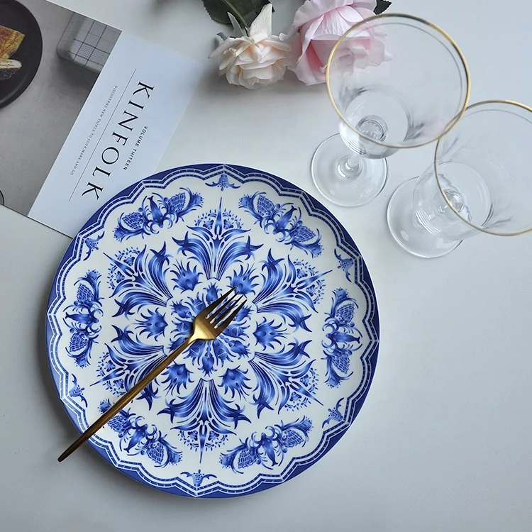 

Sonya Exquisite porcelain dinnerware sets blue charger plate for wedding party