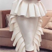 

Fashion Summer Women White Skirt Ruffle Bodycon Slim Package Hip Club Night Party Wear Slim Lady Female Jupe Falda Drop Shipping