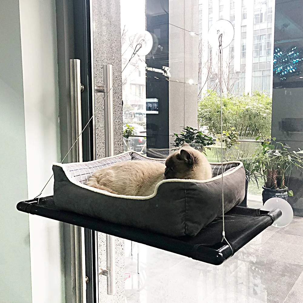 

Pet Supplier Custom Strong Hammock Sill Kitty Hanging Seat Cat Window Perch for Cats, Black