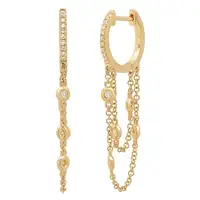 

925 sterling silver trend women cz tassel chain hoop earring
