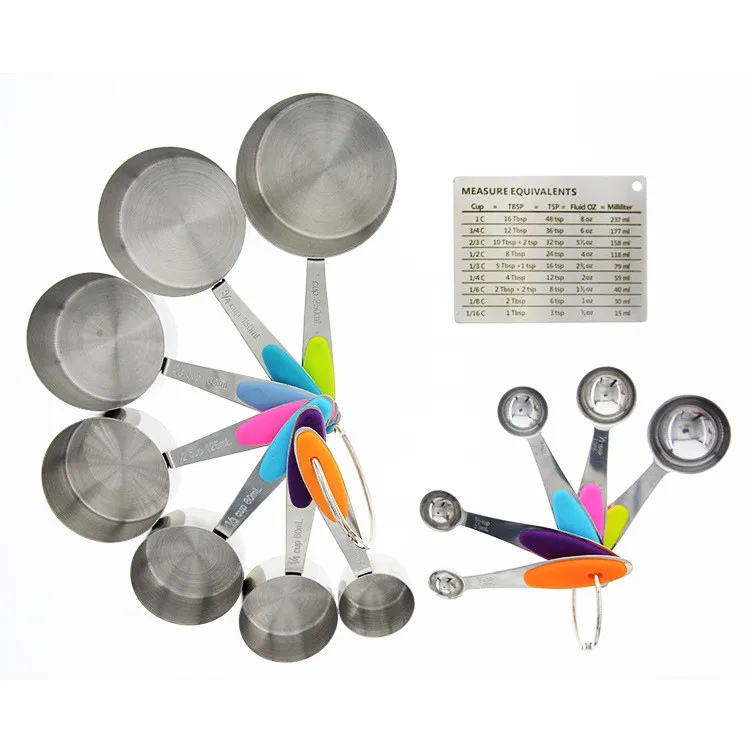 

Wholesale High Quality Stainless Steel 12 pcs Measuring Cups And Spoons Set With Measuring Kitchen Conversion Chart