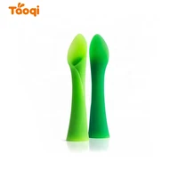 

Food Grade Silicone BPA Free Bamboo Leaves Soft Tip Silicone Baby Spoon First Stage Silicone Baby Training Feeding Spoons