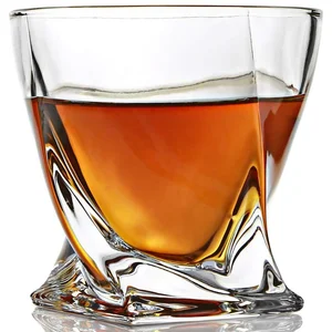 Image of 10OZ Funny Crystal Square Base Twist Whiskey Heavy Base Drinking Whisky Glasses