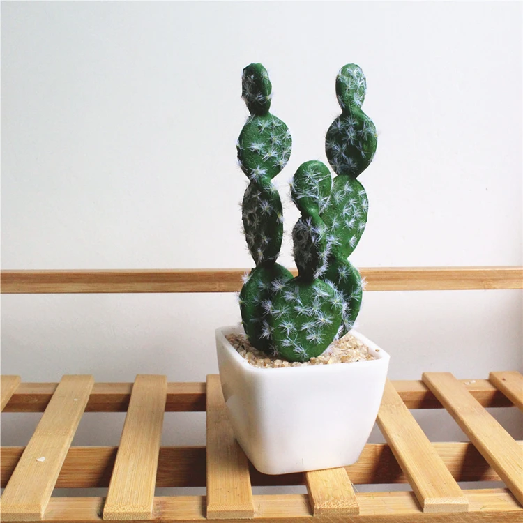 
Artificial Cactus Succulents potted with plastic material white base for Desk decoration house decoration 