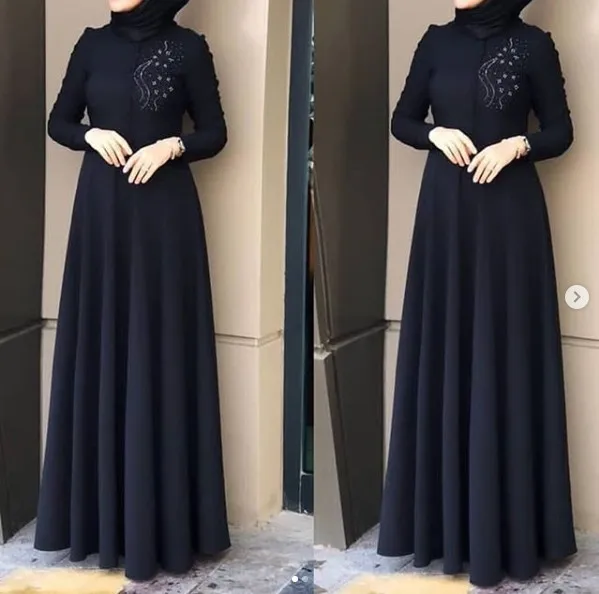 

2019 Long Dress New Style Muslim Women Clothing Black Abaya, Black ,blue ,maroon,navy,pink.