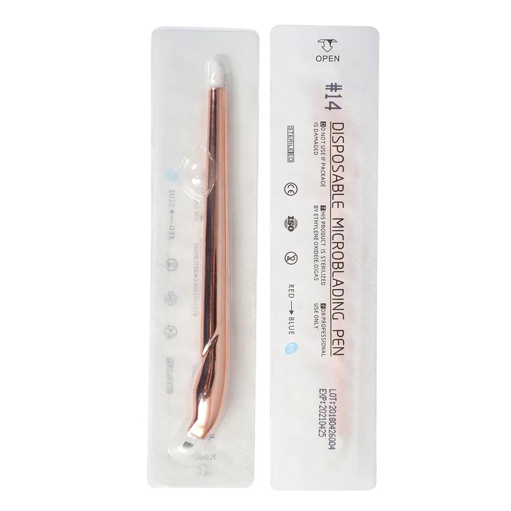 

Hot sales Champagne Disposable Microblading Pen For PMU Eyebrows and Training Eccentric Tools