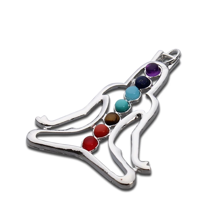 

Free Shipping Wholesale Natural Stone Yoga Meditation Necklace Charm With Split Ring Pendants Charms For DIY Jewelry Metal