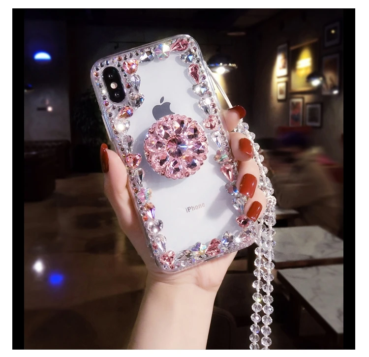 
Fashionable diamond phone case good quality bright and attractive shiny phone case with phone holder 