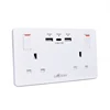 UK style usb type C Screw-less Flat Plate Polished Chrome Range with Twin Switched Socket
