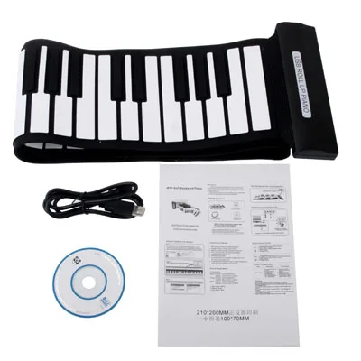 

Portable USB MIDI Roll-up 88 Standard Keys Flexible Soft Keyboard Piano, White