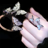 

Butterfly Finger Ring Pave Setting CZ Stone Engagement Wedding Band Rings For Women Jewelry