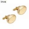 Inox Make Custom Plain Stainless Steel Gold Plated Blanks Cufflink