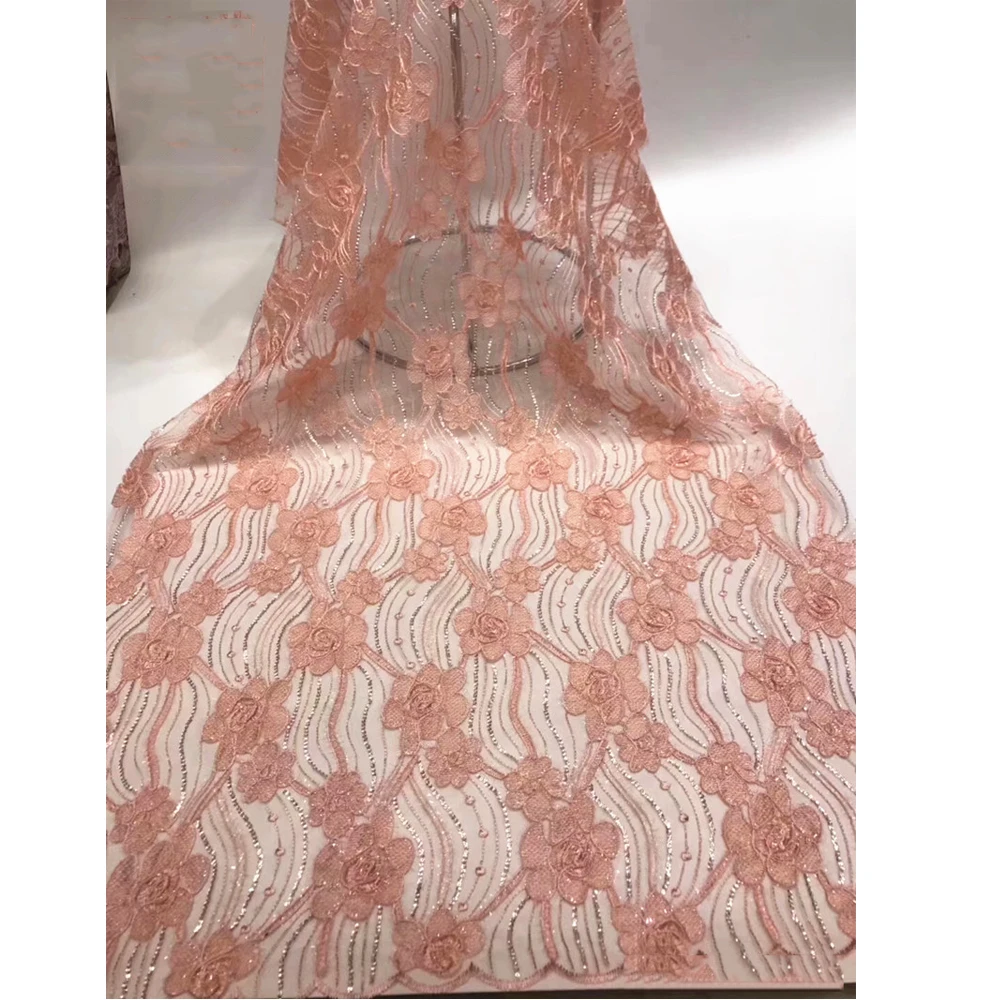 

Beautifical new african lace fabric 2019 embroidered nigerian luxury sequin french laces for africans africa lace fabric ML1N935, Can be customized