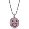 New Hip Hop Iced Out Cartoon Round Facial Expression Statement Choker Charm Pendant Necklace