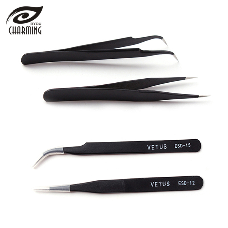 

Eyelash Extension Tweezers with Custom Brand Name Russian Volume Eyelash Extensions Tweezers Korea Stainless Steel Pointed