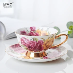 Image of 200ML personalized fine bone china porcelain coffee tea cappuccino cups set with saucer