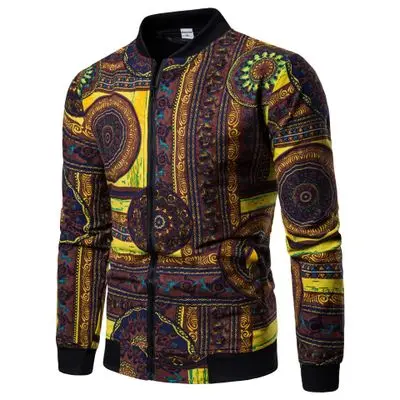 

OEM Service Ethnic Wind Printing Slim Jacket Man Coat Men, Customized color
