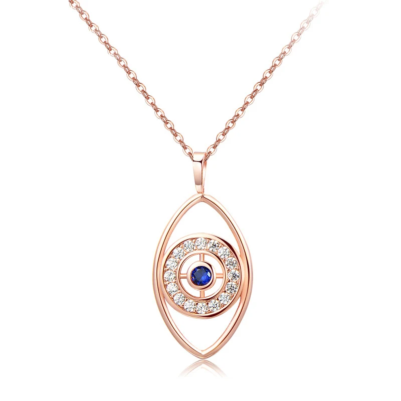 

Silver/Rose Gold New Arrived Copper Alloy Turkish Blue Devil Evil Eyes Jewelry Zircon Pendant Necklace For Women, Rose gold,silver,