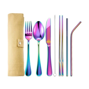 Hot sell Reusable Portable Silverware Flatware Stainless Steel Cutlery Set