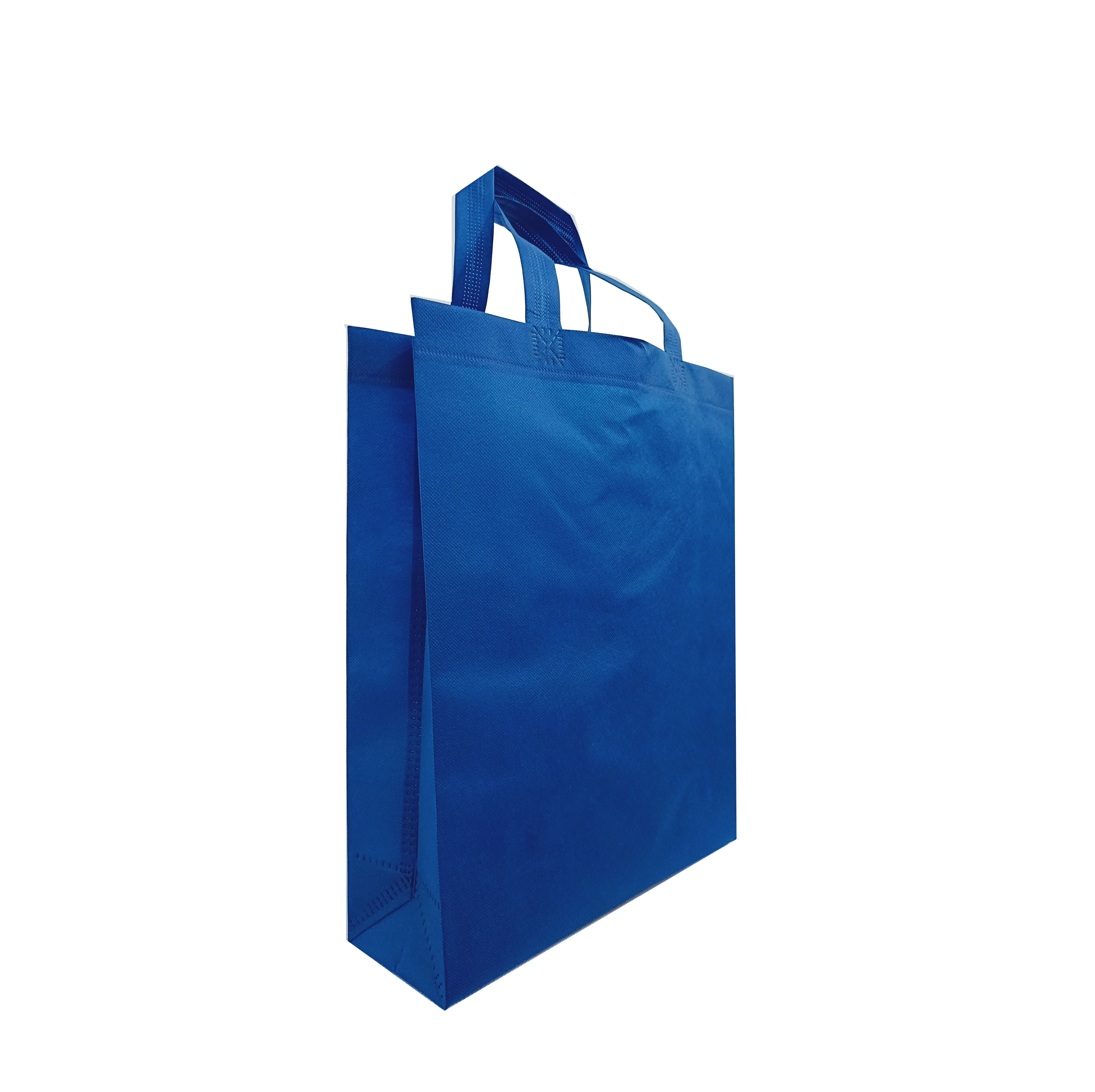 

Stock new design eco promotional handmade heat seal custom biodegradable handled style nonwoven shopping tote bags, Black&blue&red&green or customized