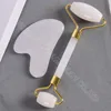 white color custom box 100% Anti-aging promotes blood circulation Jade Roller Facial massage&guasha Scraping tool set