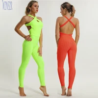 

Sexy Adult One Piece Brazilian Jacquard knitted Bodycon Bubble Textured Fitness Sport Gym Sports Yoga Jumpsuit For Women