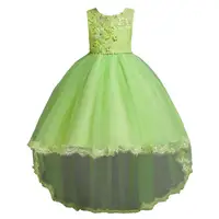 

Latest style one piece birthday party dress pageant kid wedding flower girl dress puffy princess long tail dress for 10 Y