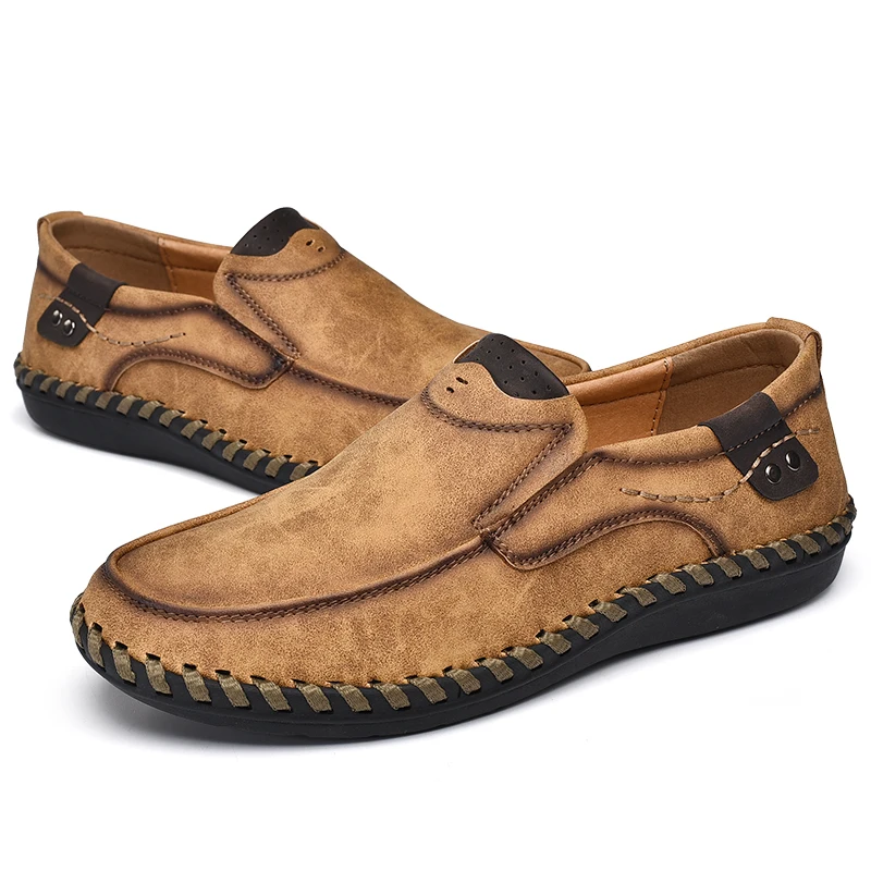 
men leather Slip on men dress shoes Handmade leather men flat dress shoes  (62099956831)
