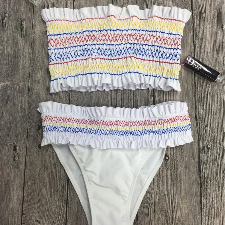 

Crazybuy bandeau smocked high cut padded two piece bikini, Write