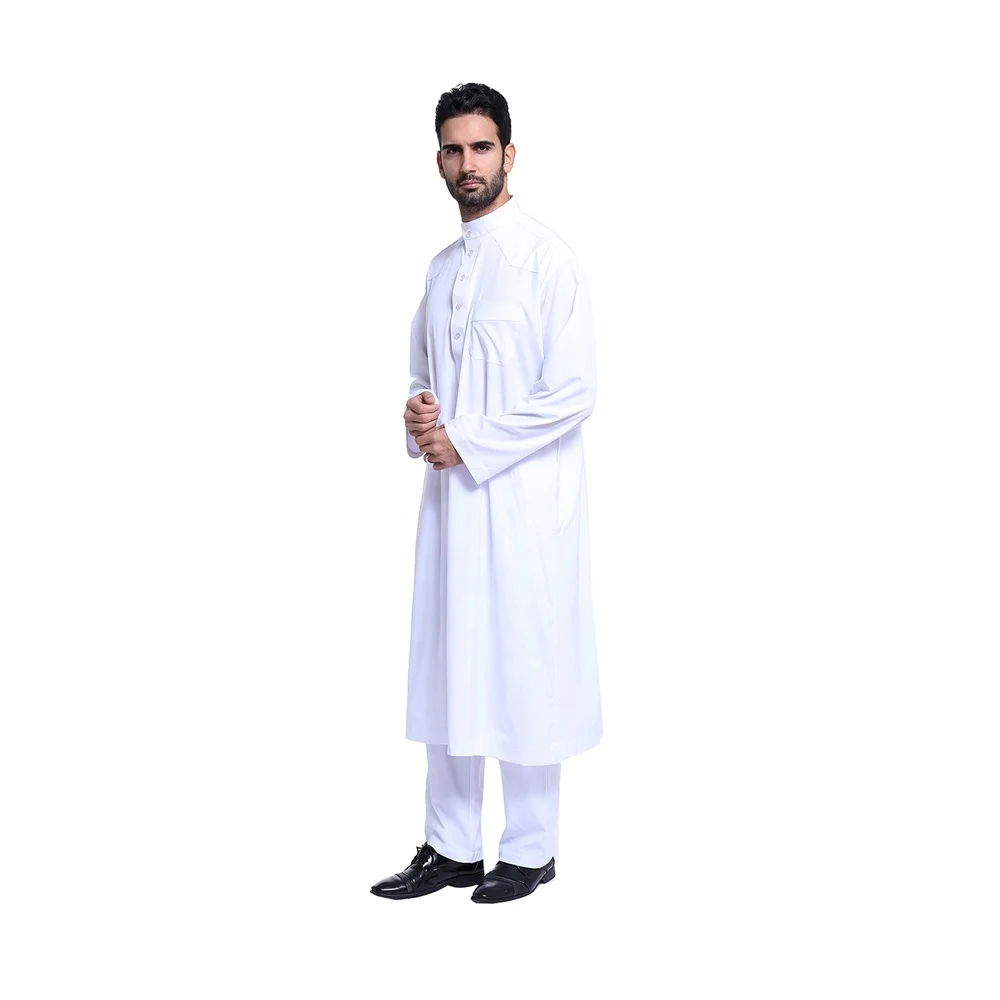 

2019 men muslim Ramadan kaftan jubah pure color kaftan kimono abaya fashion islamic dubai men's abaya, 4 colors