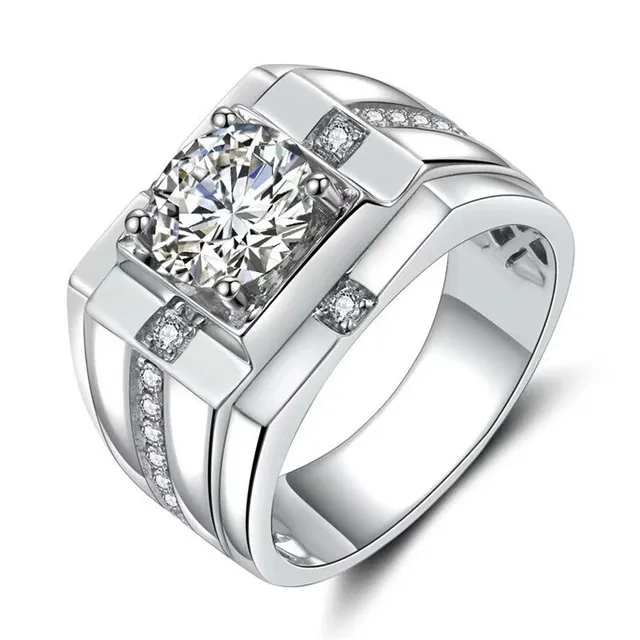 

Customized 18K White Gold Platinum 1Ct Mens Wedding Diamond Ring Band