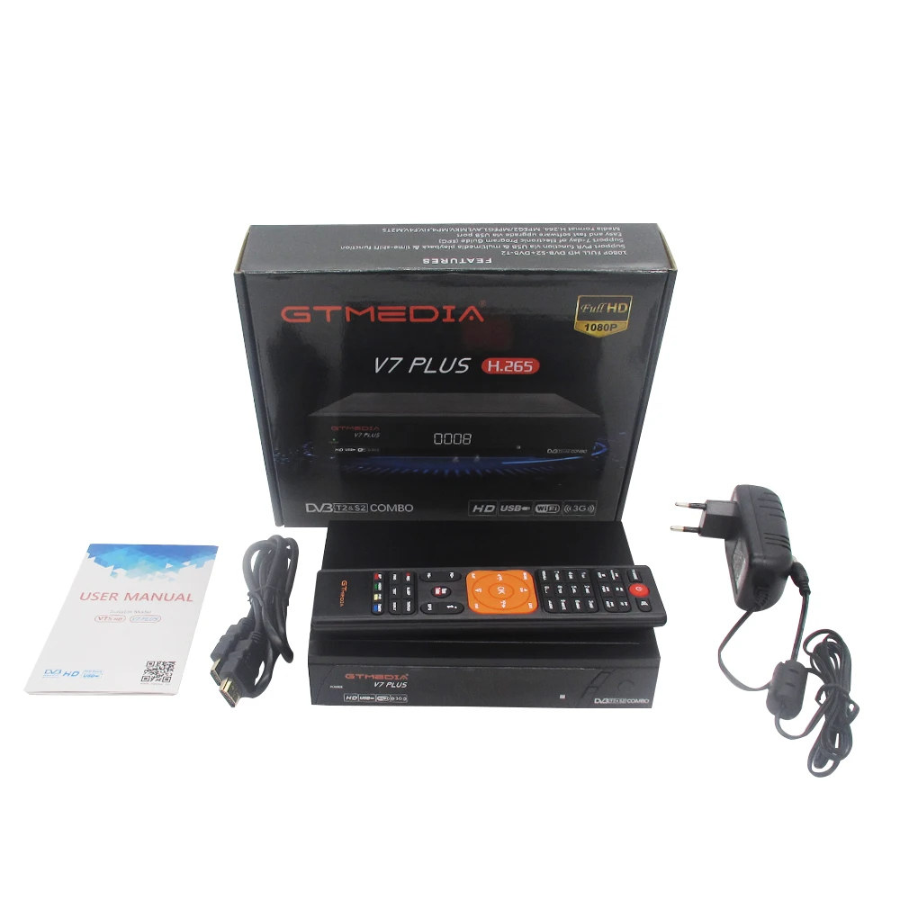 

1080p full hd free sat v7 power vu receiver satellite descramblers, Black
