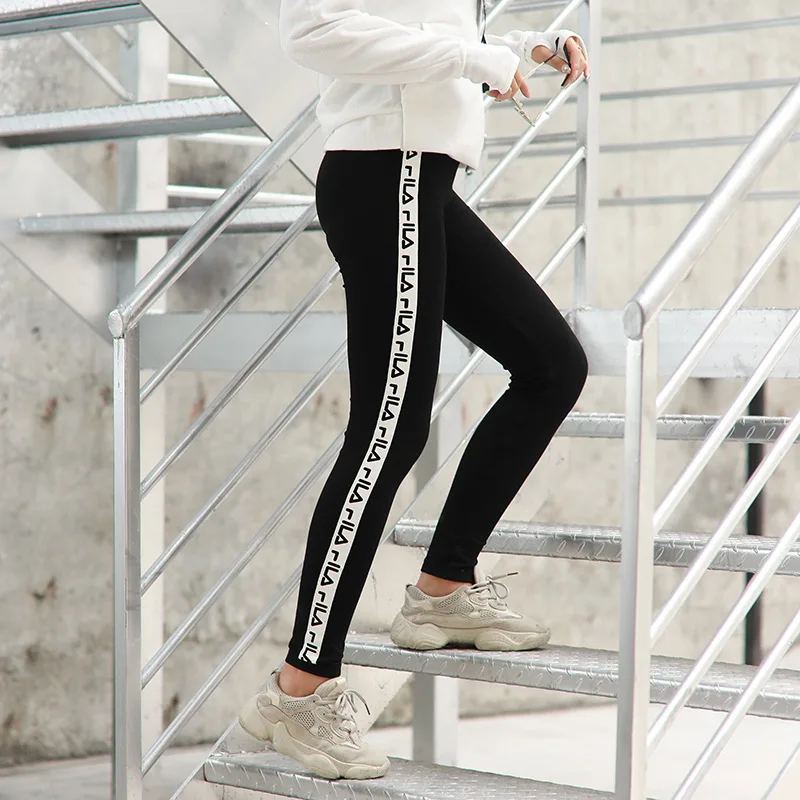 White letter printing Slim leggings for women black yoga pants womens legging fitness