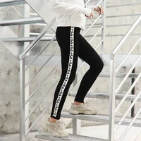 

White letter printing Slim leggings for women black yoga pants womens legging fitness
