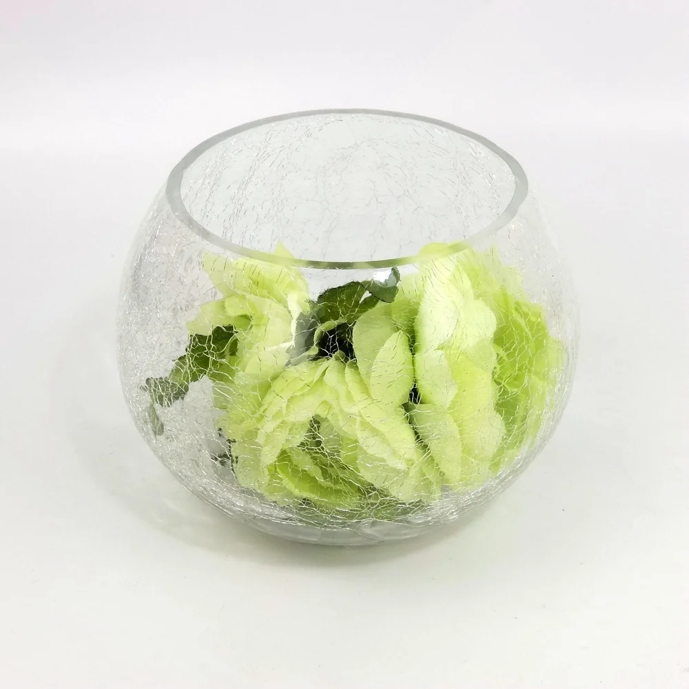 Wholesale Clear Crackle Glass Vase Bowl For Wedding Centerpieces