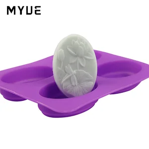 Image of Four lotus Dragonfly mold Supply silicone cake mold handmade soap mold dragonfly lotus lotus soap about 150 grams