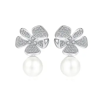 flower luoteemi imitation cz pearl glass larger jewelry