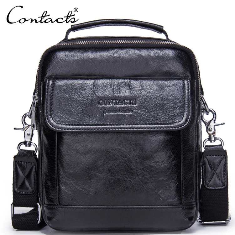 

Hot Sale Adjustable Shoulder Strap Male Messenger Bag Genuine Cow Leather Flap Front Pocket Handbags Zipper Men Crossbody Bag, Black, brown, sand-stone