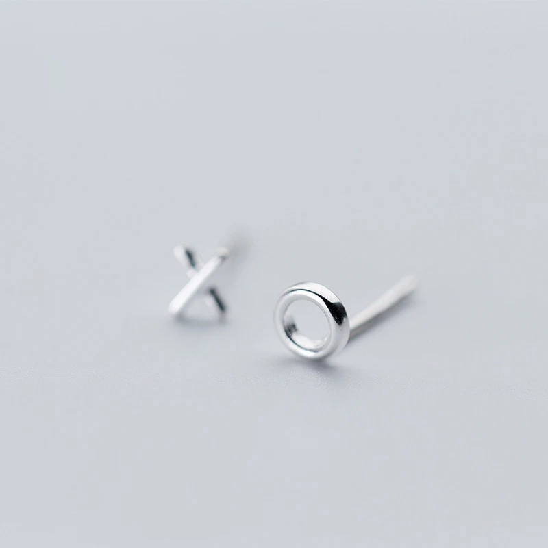 

Irregular Sterling Silver 925 X O Letter Women Stud Earrings Jewelry