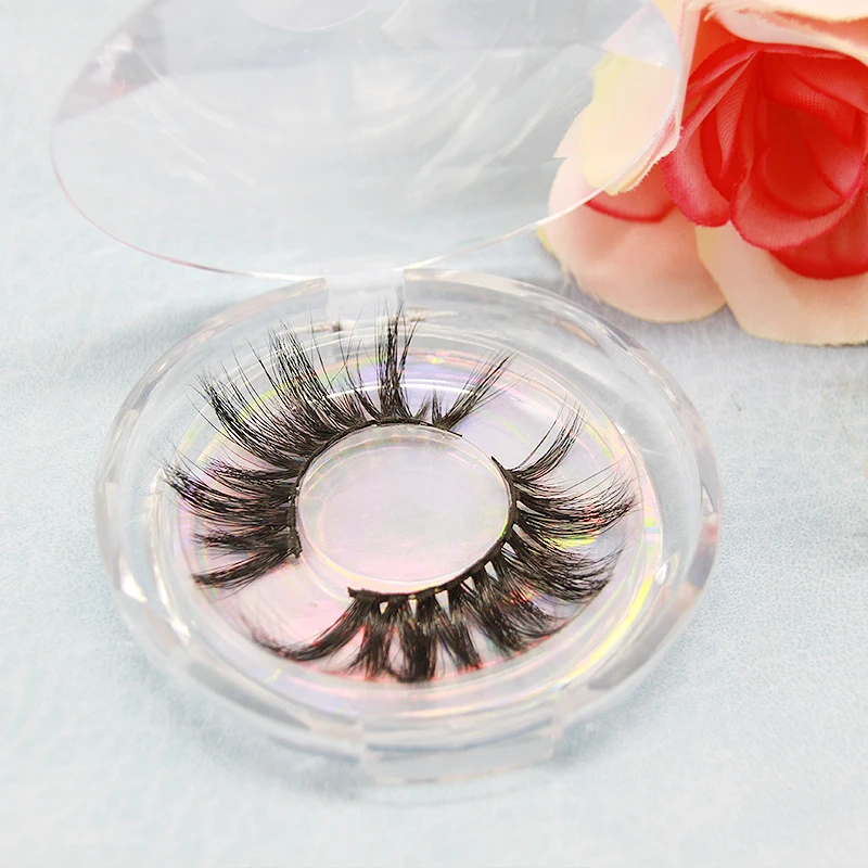 

private label 25mm natural long 3D mink eyelashes with custom package, Black