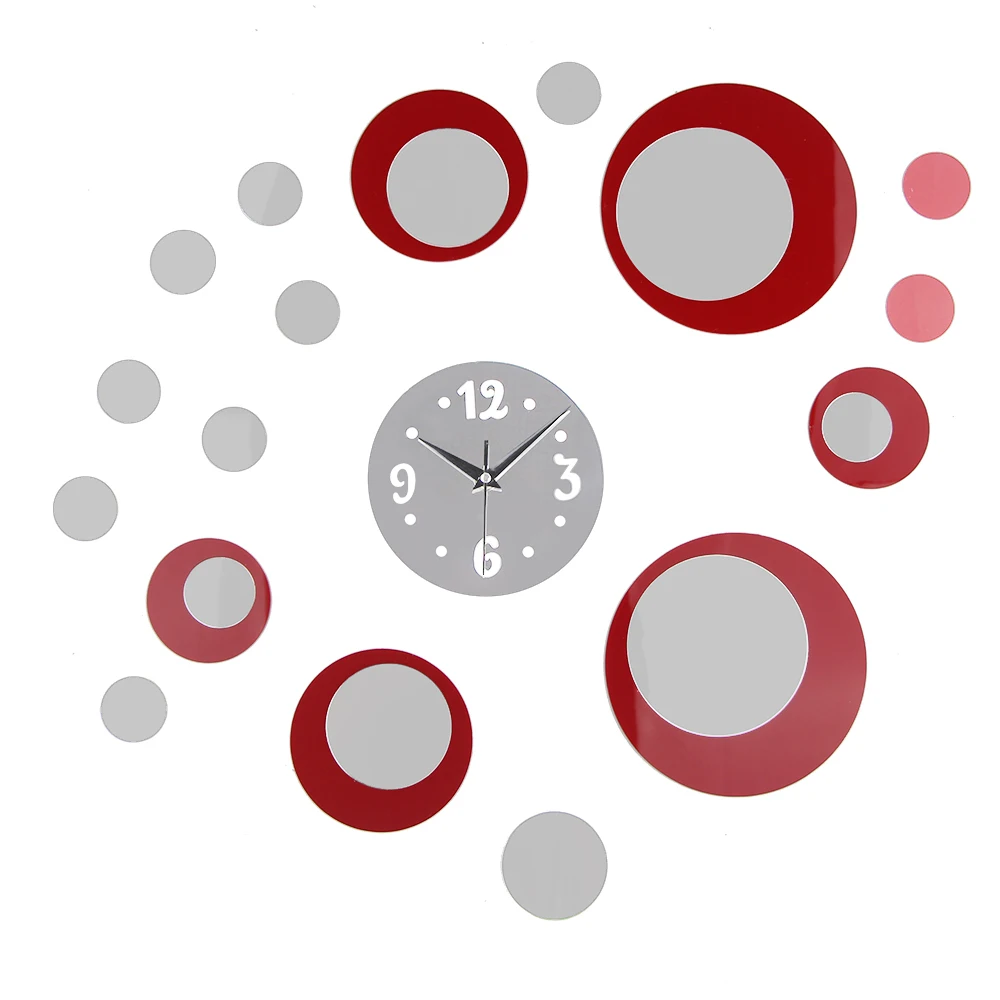 

DIY Acrylic Mirror Clock Home Decorative Wall Sticker Clocks, Red/black/gold