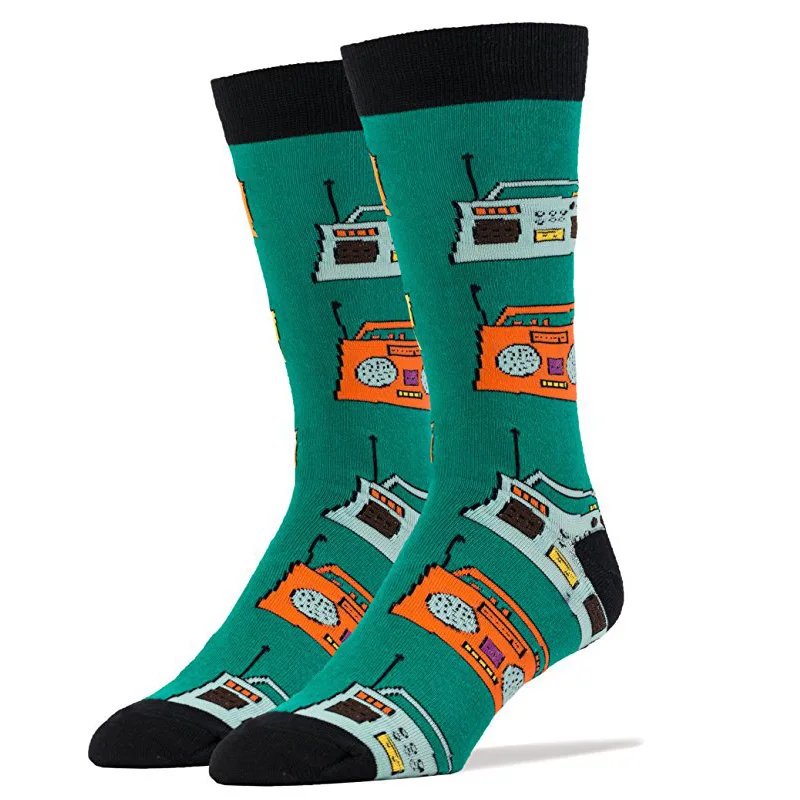 

Custom fashion cotton mens dress socks with radio