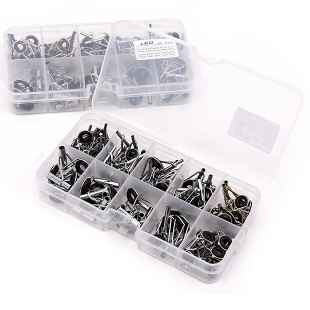 

80PCS/Box Guide Ring For Fishing Rod Stainless Steel Oval Fishing Rod Eyes Guides Line Rings Pole Repair Kit, Silver