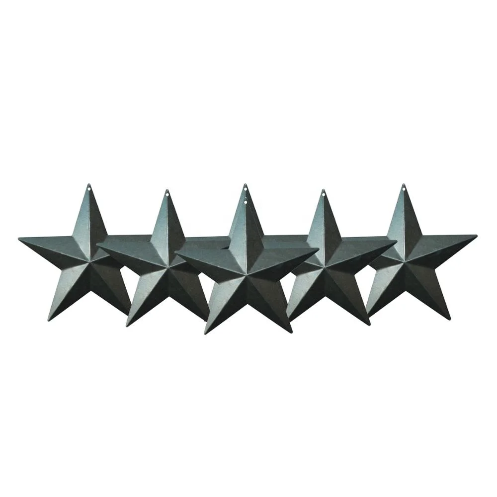 

Country Rustic Antique Vintage Gifts Grungy Desert Sage Metal Barn Star Wall/Door Decor, 5-1/2 Inch, Set of 6.