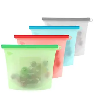 Image of Reusable Hot sales L Size Fitness Food Bag 100% Food Grade Silicone Food Zipper Bag