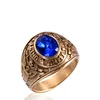 Bomei Jewelry Wholesale Stainless Steel Men's Ring Gold Plated "United States Army" With Blue CZ Stainless Steel Military Army